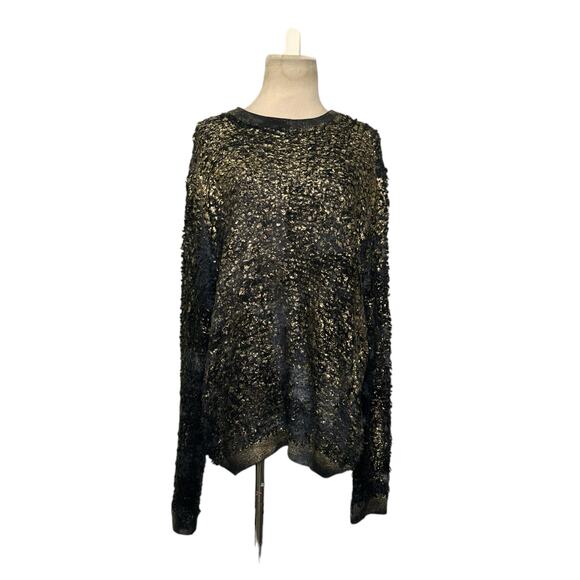 Avant Toi black gold metallic distressed-effect sweater size XL - Picture 6 of 12